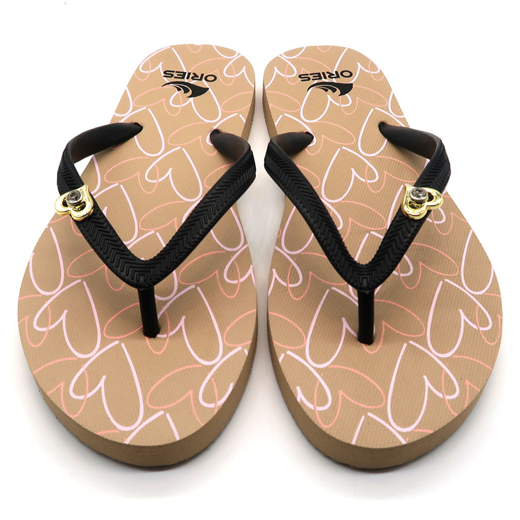 AH-9P069 Chanclas de moda con estampado de corazón de amor para mujer V Correa PE