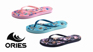 AH-9P070 Chanclas de moda con estampado de paisajes tropicales para mujer V Correa PE