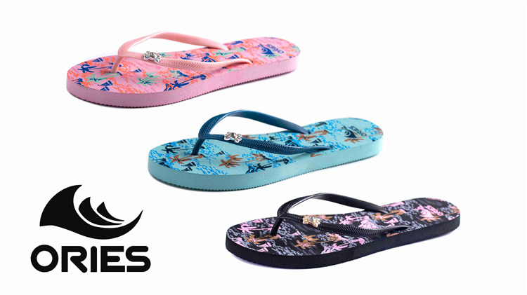 AH-9P070 à la mode paysage tropical impression femmes V sangle PE tongs