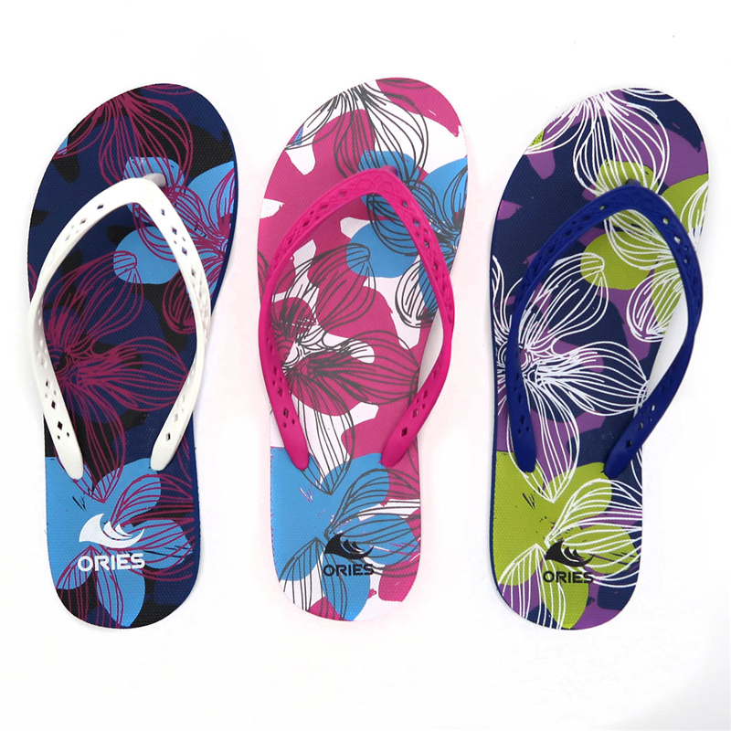 AH-20P007 motif de fleurs colorées femmes été plage pantoufles sandales décontractées