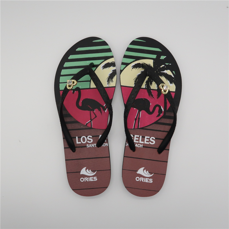 AH-9P110 Los Angeles Flamingo Printing Beach Summer Flip Flops imperméables
