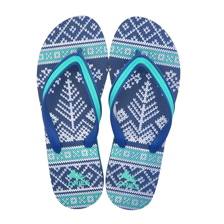 AH-9E025 Chanclas de EVA para mujer con correa en V antideslizante con estampado de ropa de playa