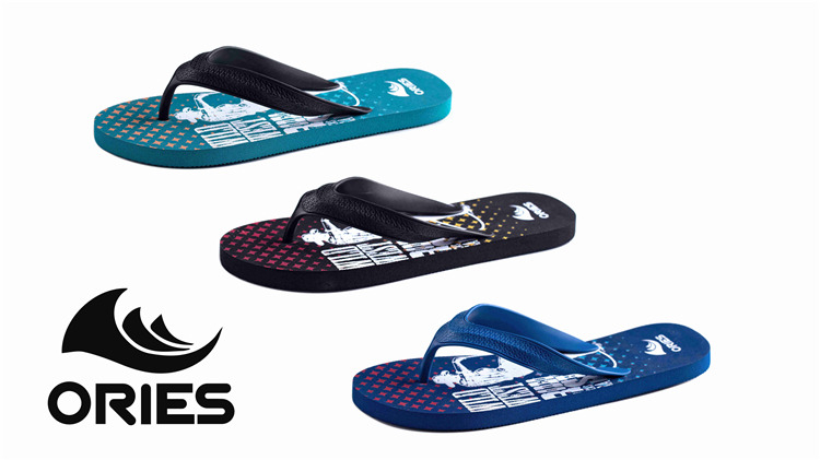 AH-20P006 nouveau design d'impression pantoufles de plage promotionnelles PE