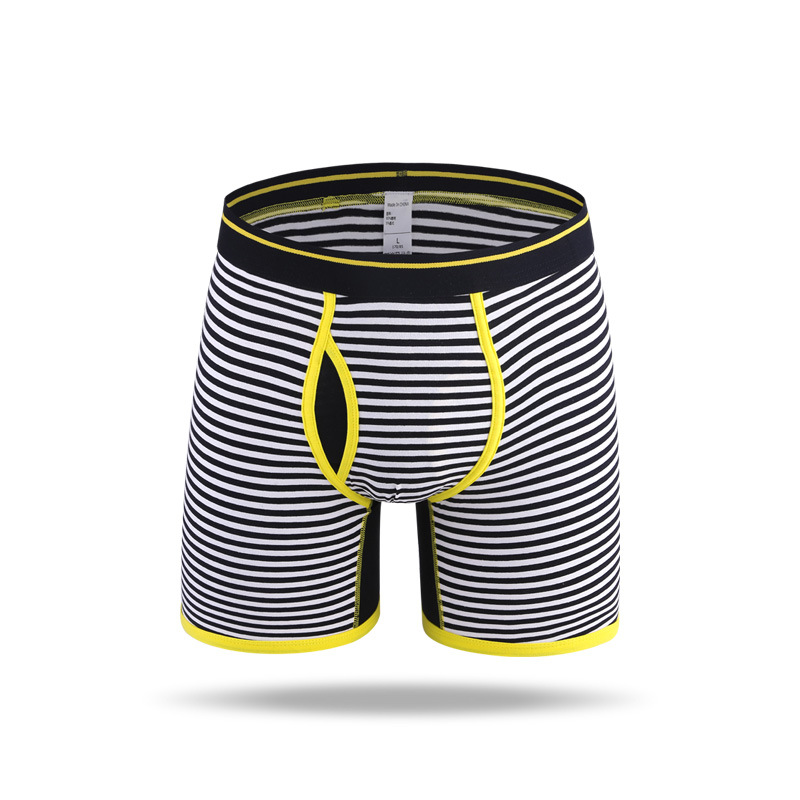 Manufactory Custom Logo Men's stripe Breathable Boxershorts Innerwear Seamless Mens Underwear Boxer Briefs plus length