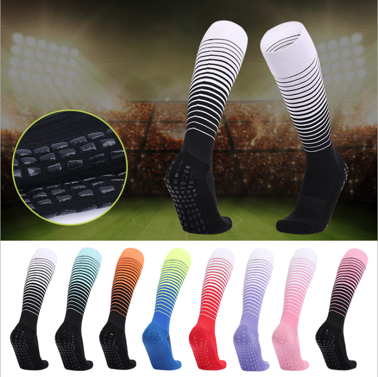 Colorful anti slip athletic cotton absorbent long men football socks