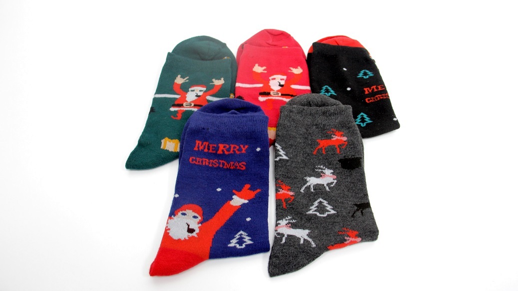 Winter Socks 5 Santa Gift Stockings Fashion Mid-Calf Women Christmas Socks