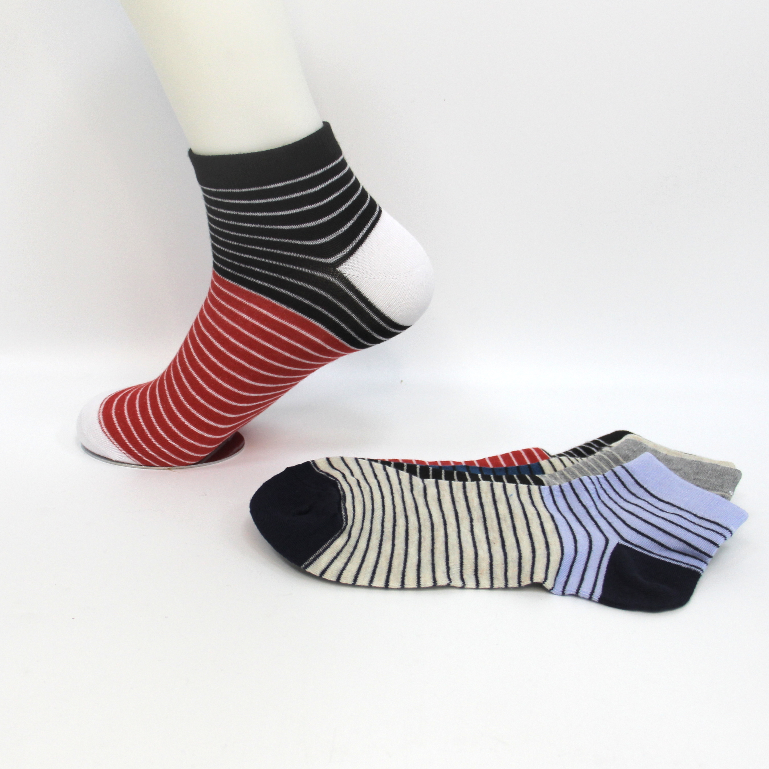 Classic striped men socks 100%cotton skin friendly breathable men ankle socks low socks