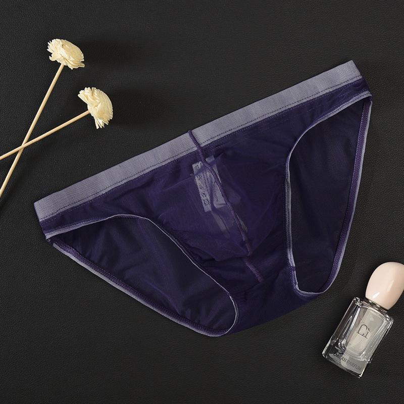 Mens Ice Silk Seamless Shorts Boxer Briefs Slim Sexy Breathable Transparent Underwear