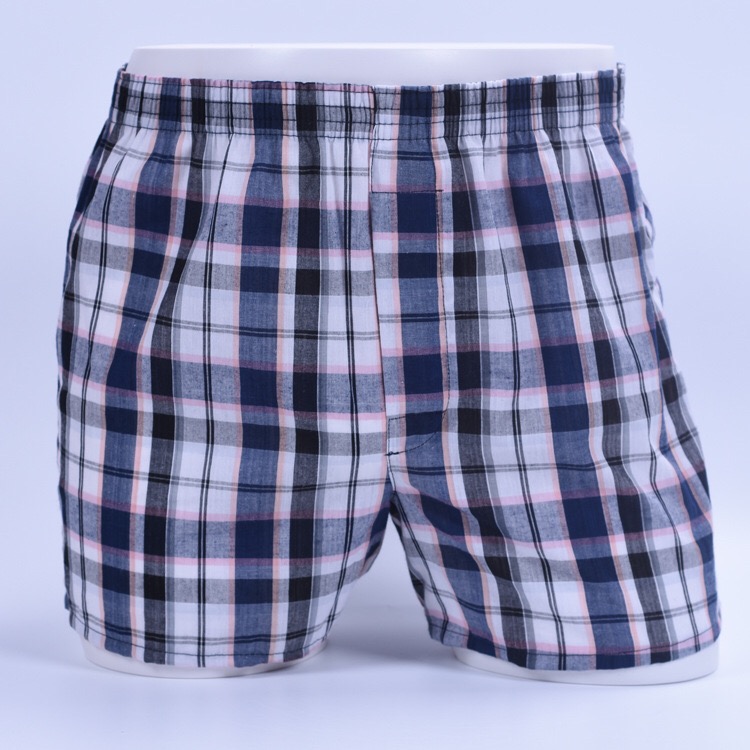 Manufactory supply blue colors Men's loose cotton arrow pants men's home pants checked casual fashion men's breathable pants