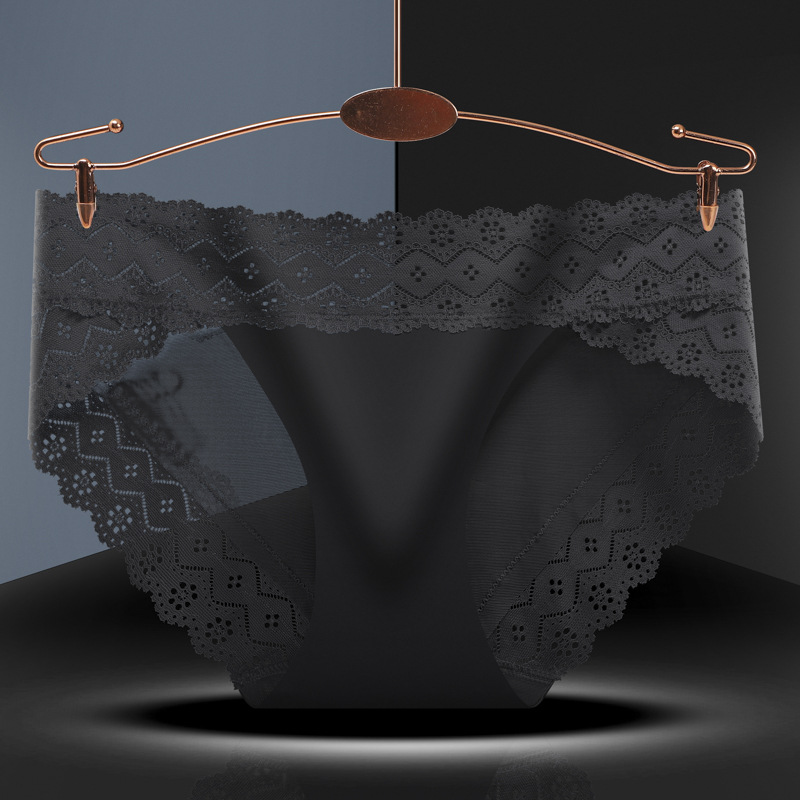 Woman Underwear Lace One Piece Mid Waist Panties Brief Soft Seamless Lace Underwear panties