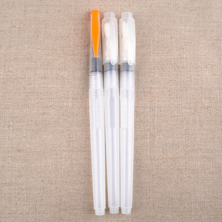 Long Barrel Water Brush Pens Set of 3 Assorted Flat Tips 