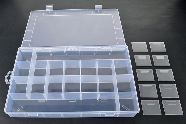 28 Grid Plastic Organizer Box 34.5x21.5x4.7cm (Partially Adjustable)