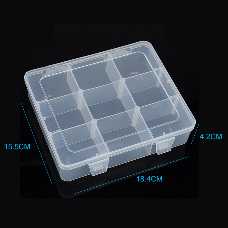 9 Grid Plastic Organizer Box 18.4x15.5x4.2cm