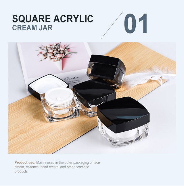 Empty Luxury square Acrylic Cosmetic Packaging Envase cosmético acrílico cuadrado de lujo vacío