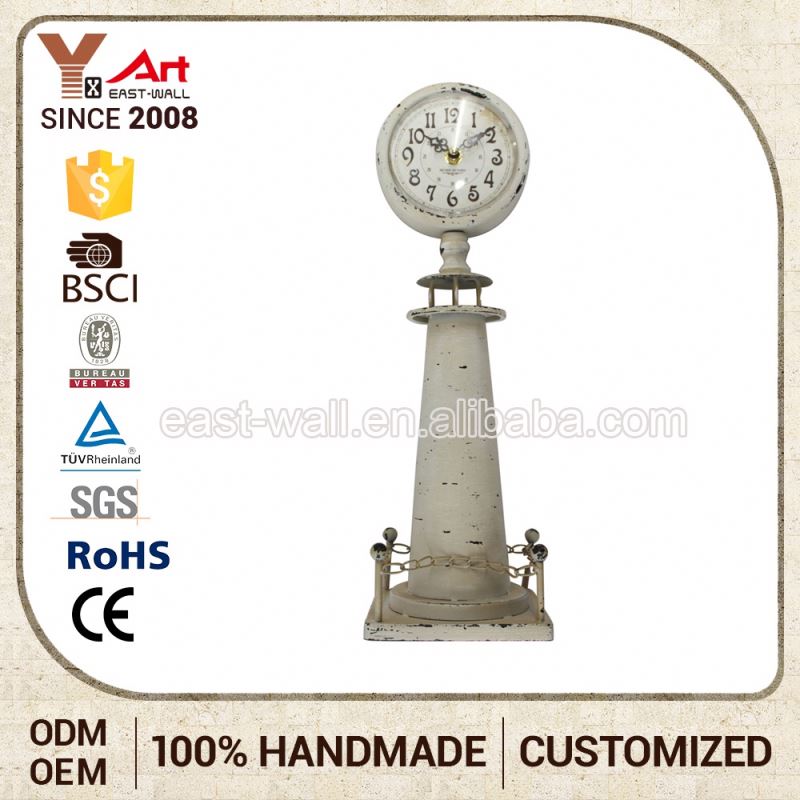 Cheapest Price Embroidery Design Oem Service Lighthouse Shape Lighted Clock Table Clocks