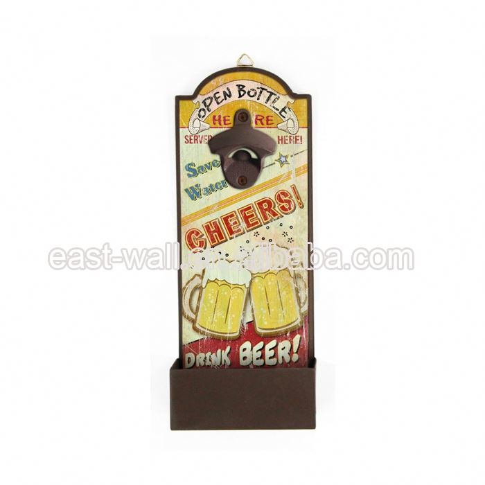 36.2x 14.4 x 9.6cm Happy Beer Cap Catcher Mounted Cap Magnet Bottle Opener