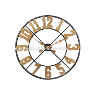 Circular Retro 3D Hollow Decoration Gear Wooden Clock Wall