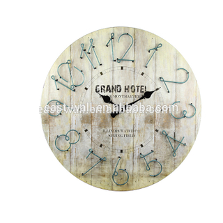 Simple Round Design Vintage Wooden Clock Wall Home Decoration