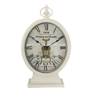 New Arrival White Wrought Iron Quartz Antique Table Clock