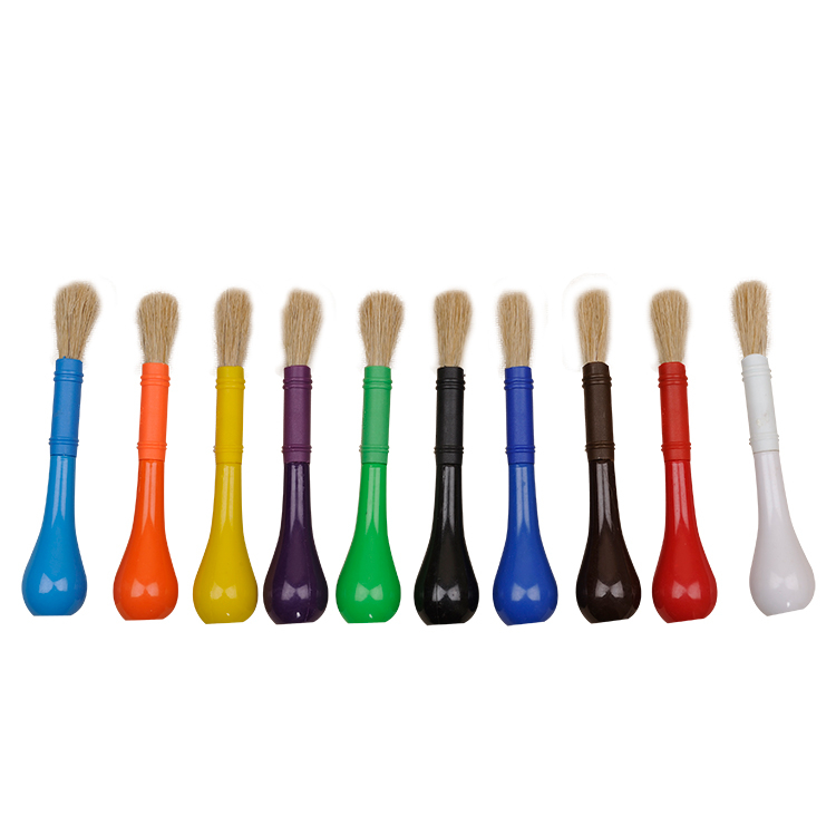 Set of 10 Ball Plastic Handle Bristle Paint Brush for Beginner