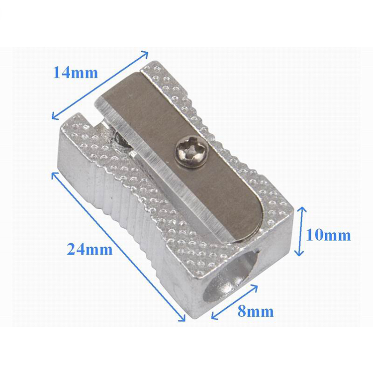 Single Hole Aluminium Pencil Sharpener Silver 24x14x10mm