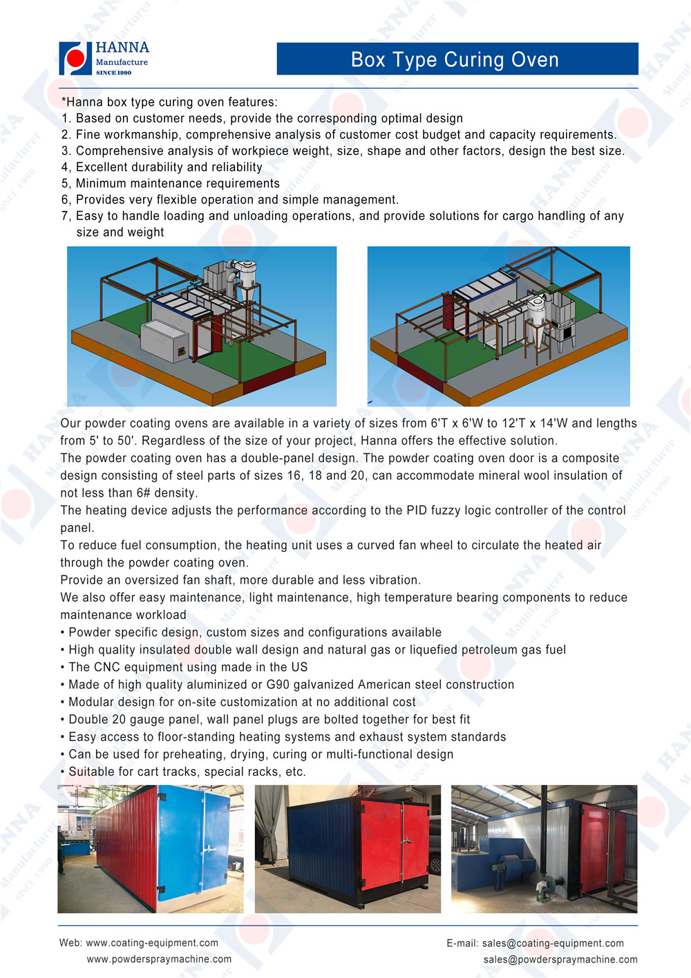 Box type curing oven