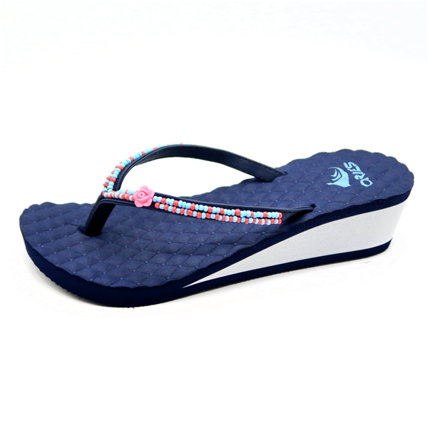 Perles cousues Semelle de massage Semelle confortable Eva Mules à talons hauts pour femmes Tongs AH-8E034 - Frises