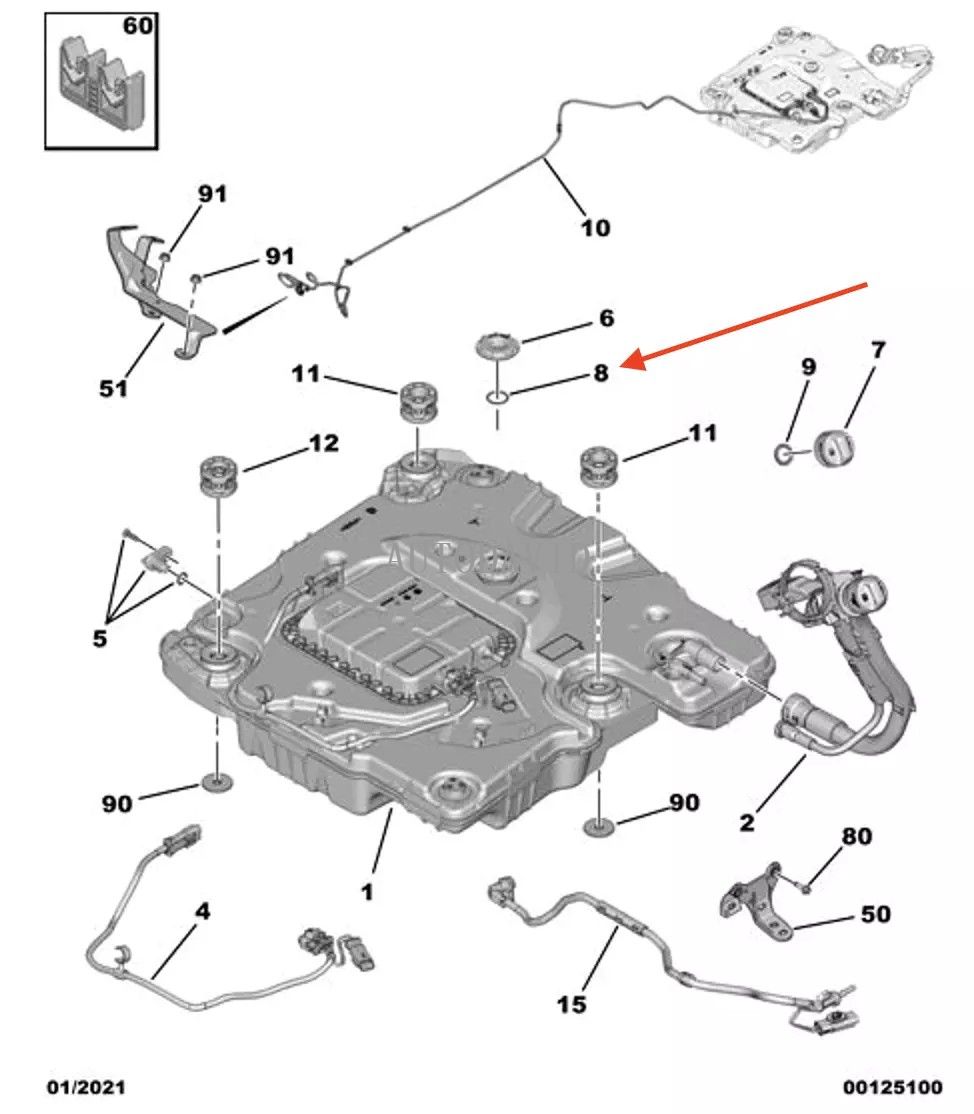 حشية مشعب السحب لبيجو 2008 II OEM: 9807646580 HS01-013-021