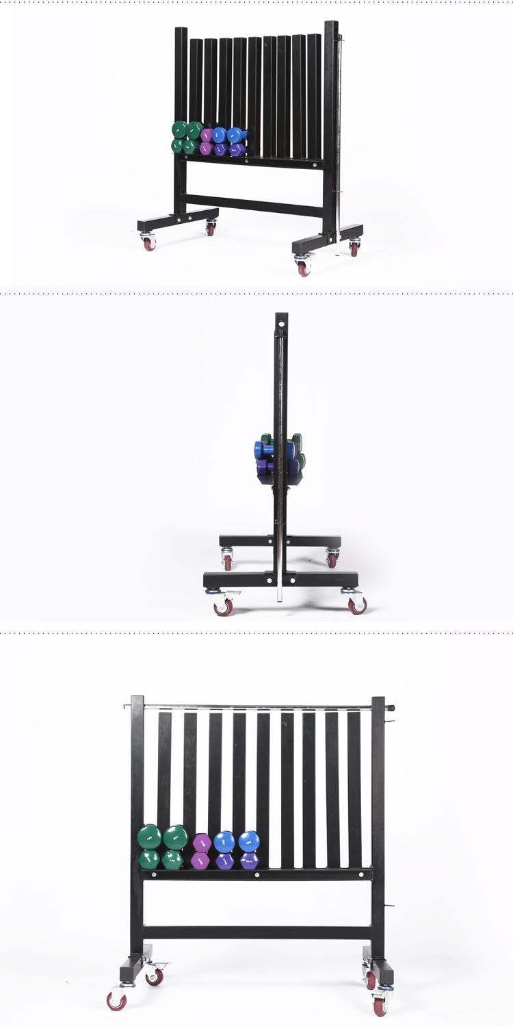 Commercial High-Capacity Mobile Vinyl Dumbbell Rack Bastidor de peses de vinil mòbil d'alta capacitat comercial