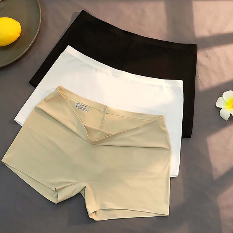 Hot sale ice silk traceless safety pants women's light proof ultra thin large size flat angle four corners without curling