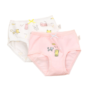 Factory hot sale kids briefs soft cotton 2pcs one box girls underwear wholesale children wearing panties