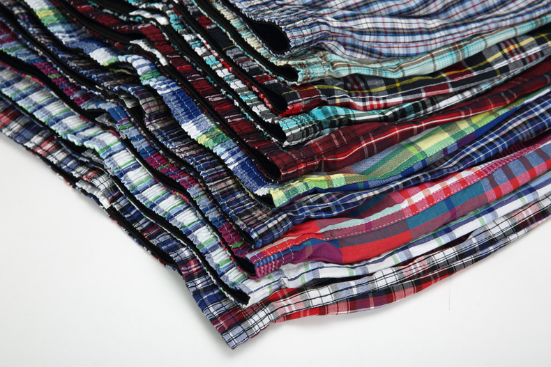 Men's Woven Cotton Plaid Boxer Shorts with Inside Waistband Classics checks Multicolor Boxer