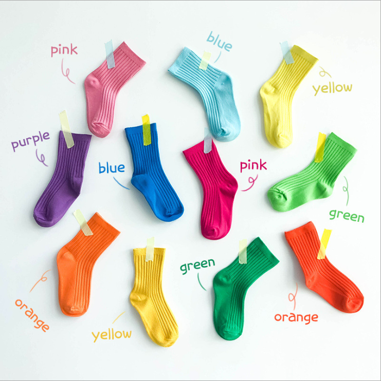 New Children colourful Socks Beautiful Light Cotton Heap combed cotton Boys Girls Socks