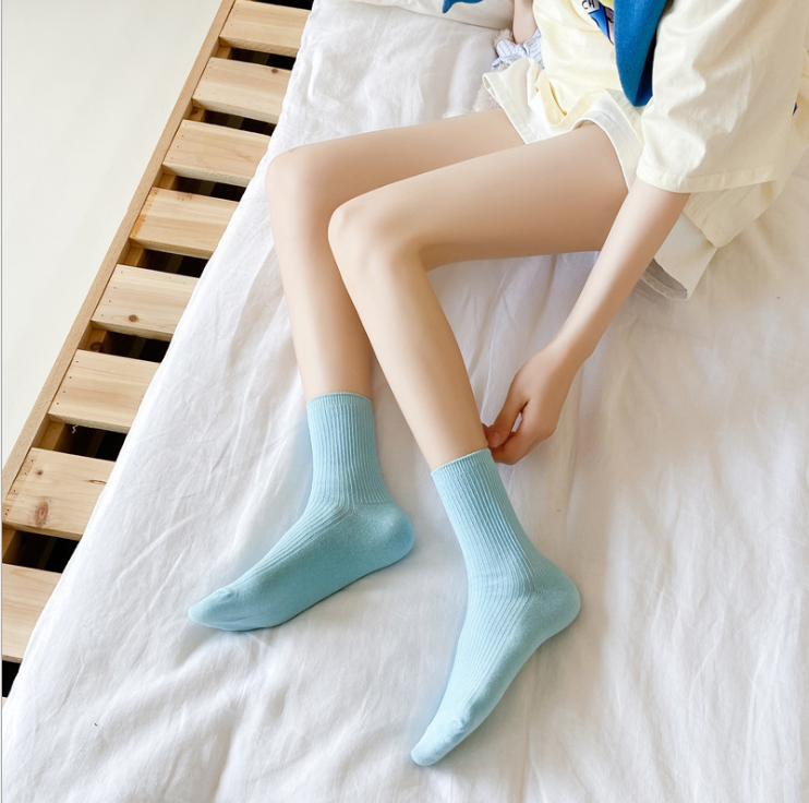 women Blue white stockings summer thin JK lovely funny cotton socks
