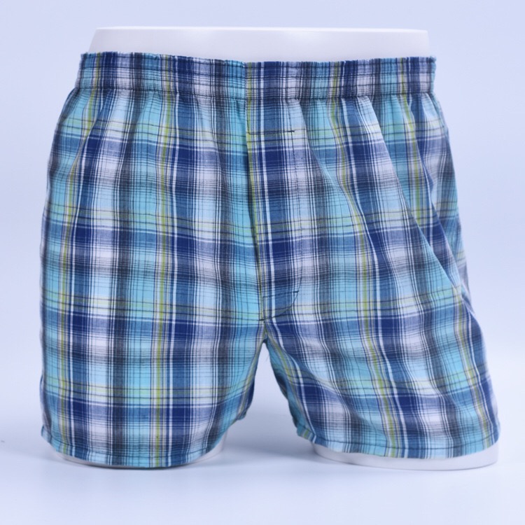 Manufactory supply blue colors Men's loose cotton arrow pants men's home pants checked casual fashion men's breathable pants