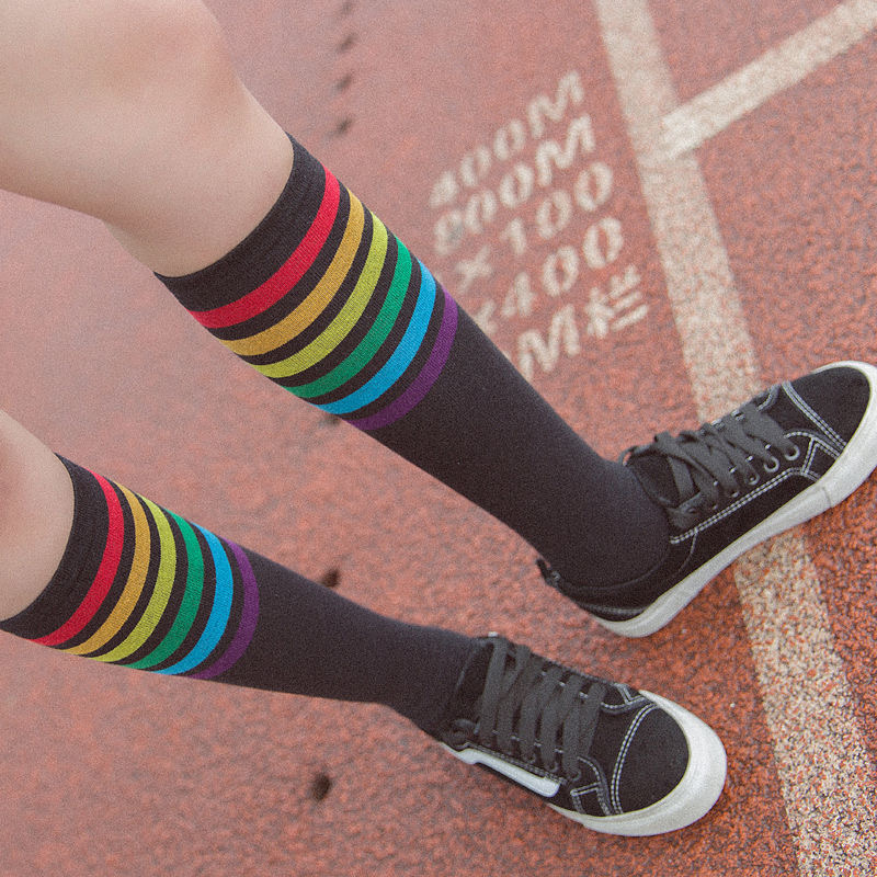 Custom service Women Thin Stripes Tube socks girls ladies Thigh High Tights Over Knee Socks Casual High Stockings