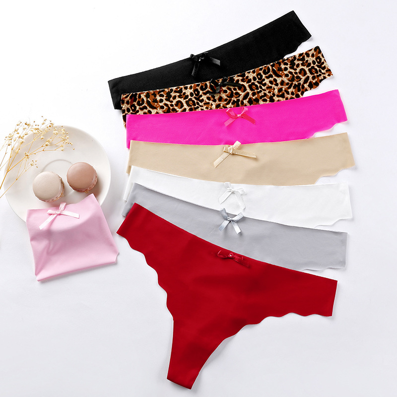 Hot selling wavy edge seamless ladies solid color sexy comfortable breathable thong underwear panties