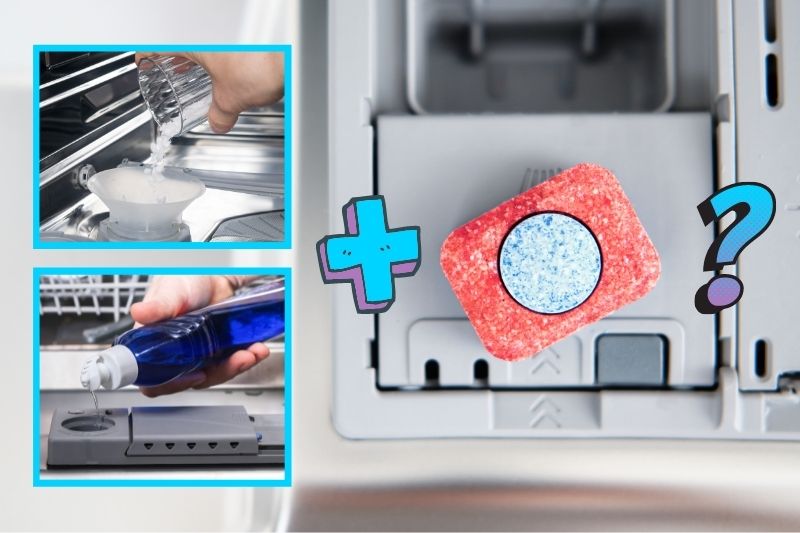 Salt and Rinse Aid With All In One Dishwasher Tablet オールインワン食器洗い機タブレットを備えた塩とすすぎ補助剤