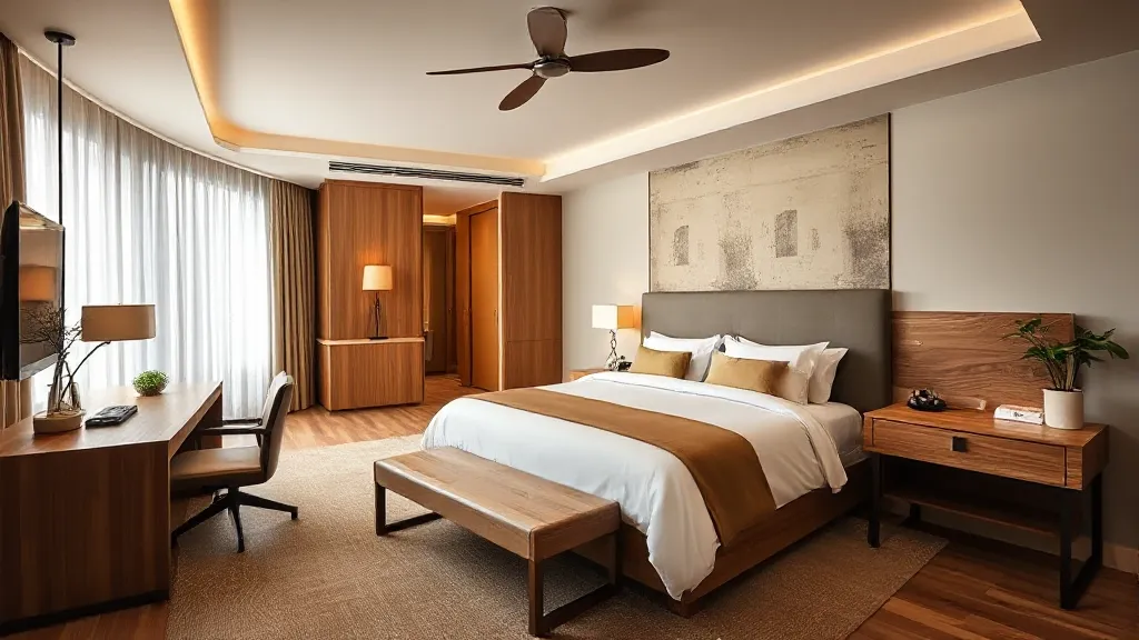 habitación de hotel de lujo con muebles ecológicos