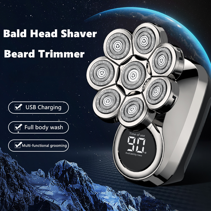 New Arrival 6 In 1 8D Electric Rechargeable Bald Head Shaver Cordless Wet Dry Razor Nose Hair Trimmer for Men