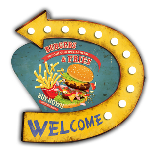 New Arrival Product Vintage LED Light Tin Sign Metal Wall Hanging Home Decor