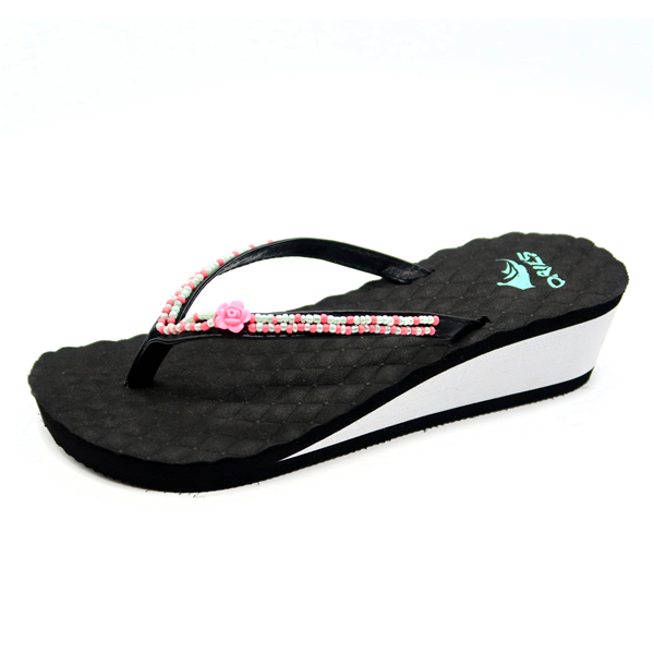 Perles cousues Semelle de massage Semelle confortable Eva Mules à talons hauts pour femmes Tongs AH-8E034 - Frises