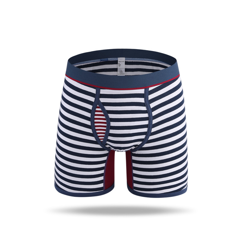 Manufactory Custom Logo Men's stripe Breathable Boxershorts Innerwear Seamless Mens Underwear Boxer Briefs plus length