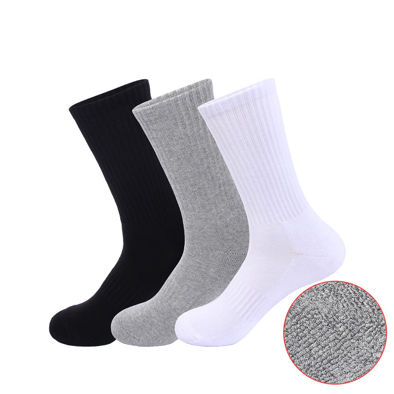 No MOQ Custom Logo Cotton Design Embroidery Jacquard Mens Sports Crew Stockings Socks