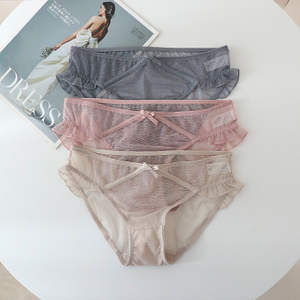 Transparent Ladies' Mid Waist Briefs Comfortable Breathable Soft Seamless Lace Women Panties