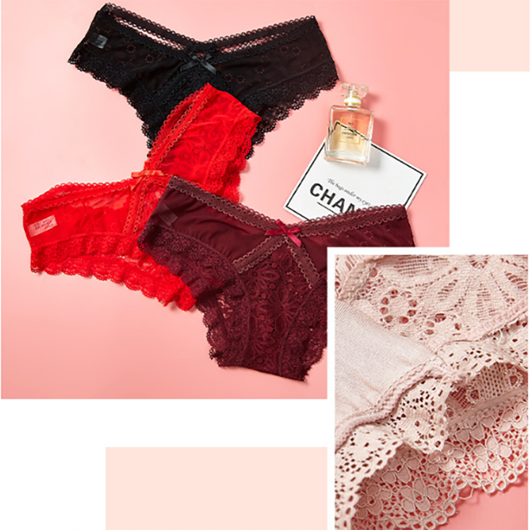 Wholesale womens sexy underwear Comfortable Soft Lace Cotton Panties Women's Transparent Ladies Lingerie Underwear
