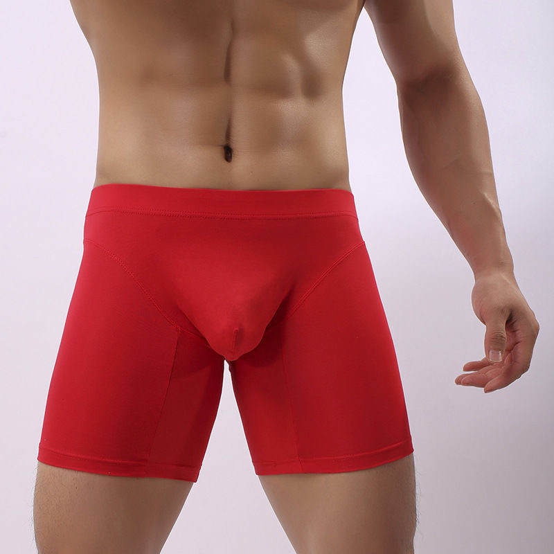 Custom mens Bamboo Underpants for Men Long Leg Underwear Mens Boxer Briefs Pouch flying