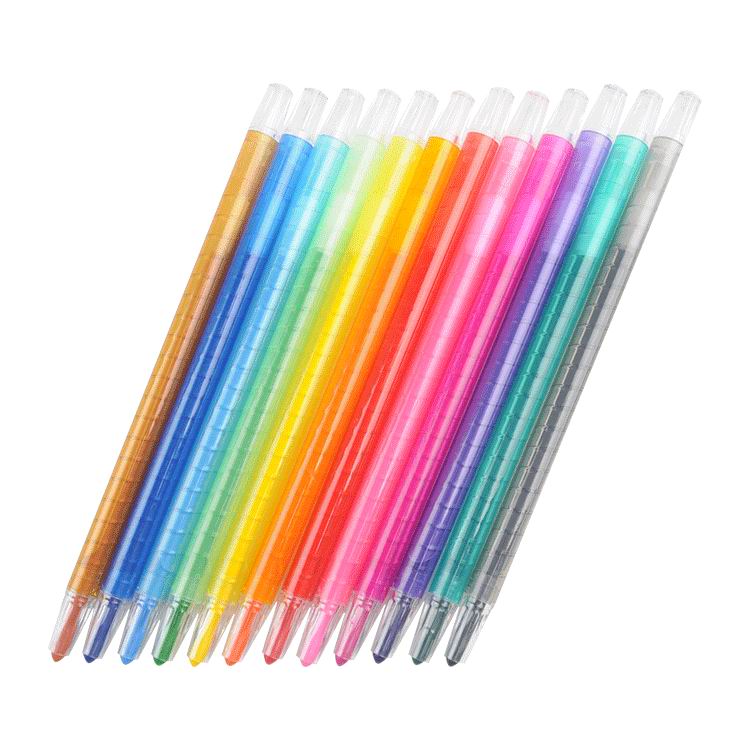 Plastic Barrel Twistable Crayon Set Pack of 6 8 12 15