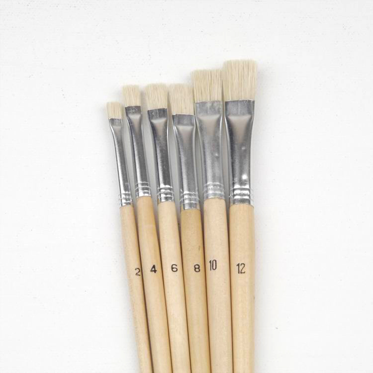 6pcs Short Handle Bristle Brush Acrylic Paint Brushes