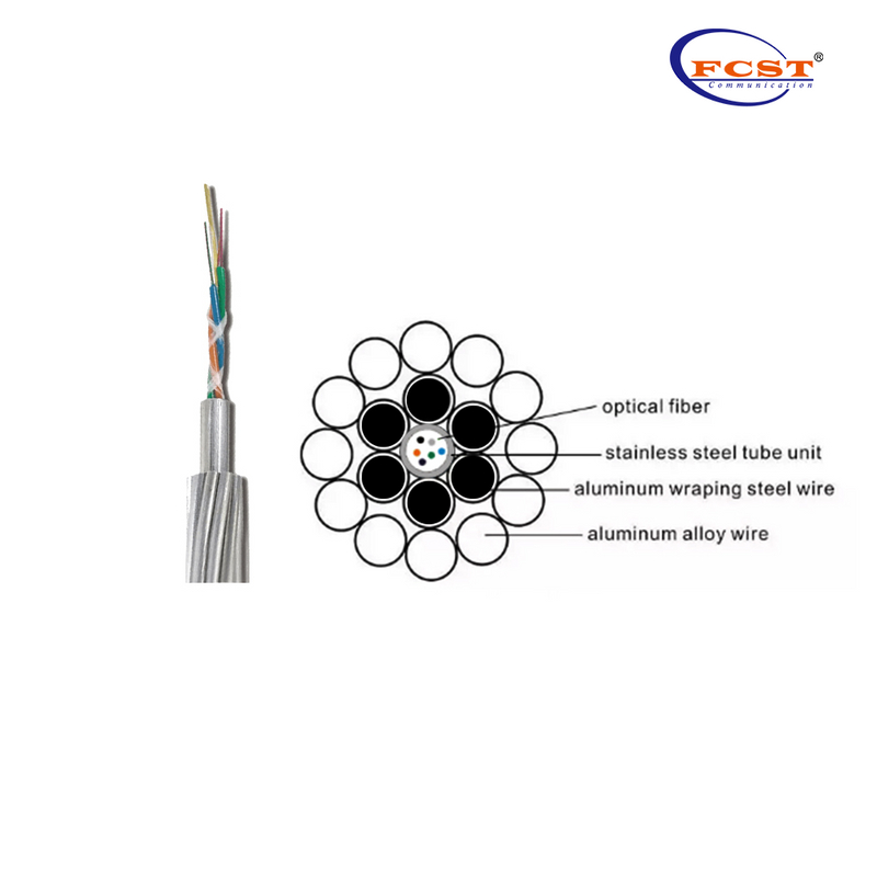 FCST-AL enrobé de câble de fibre OPGW en acier inoxydable central